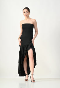 Off Shoulder Gathered Ruffle Dress