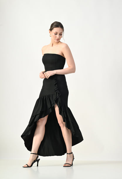 Off Shoulder Gathered Ruffle Dress