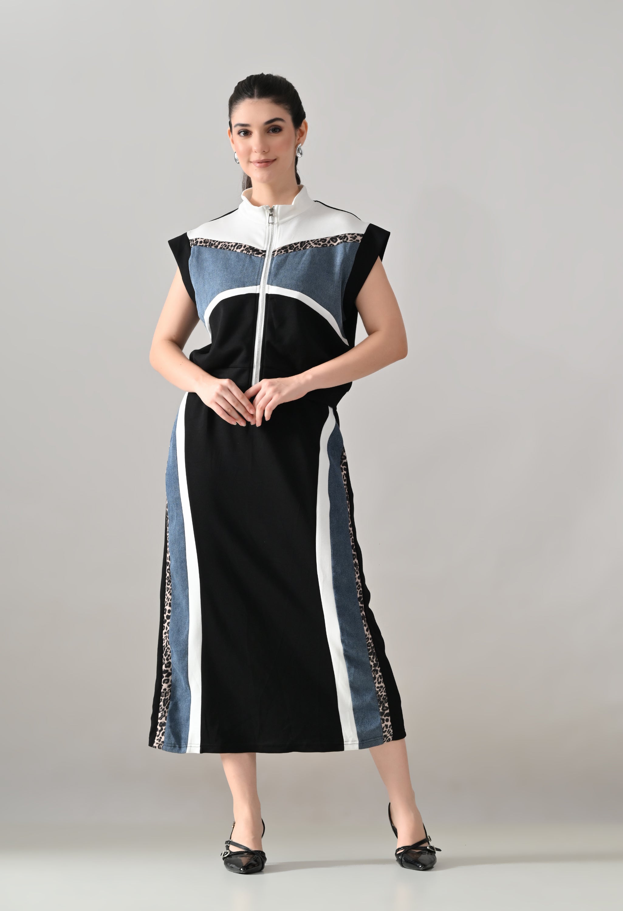Edgy Denim Two-Piece Set