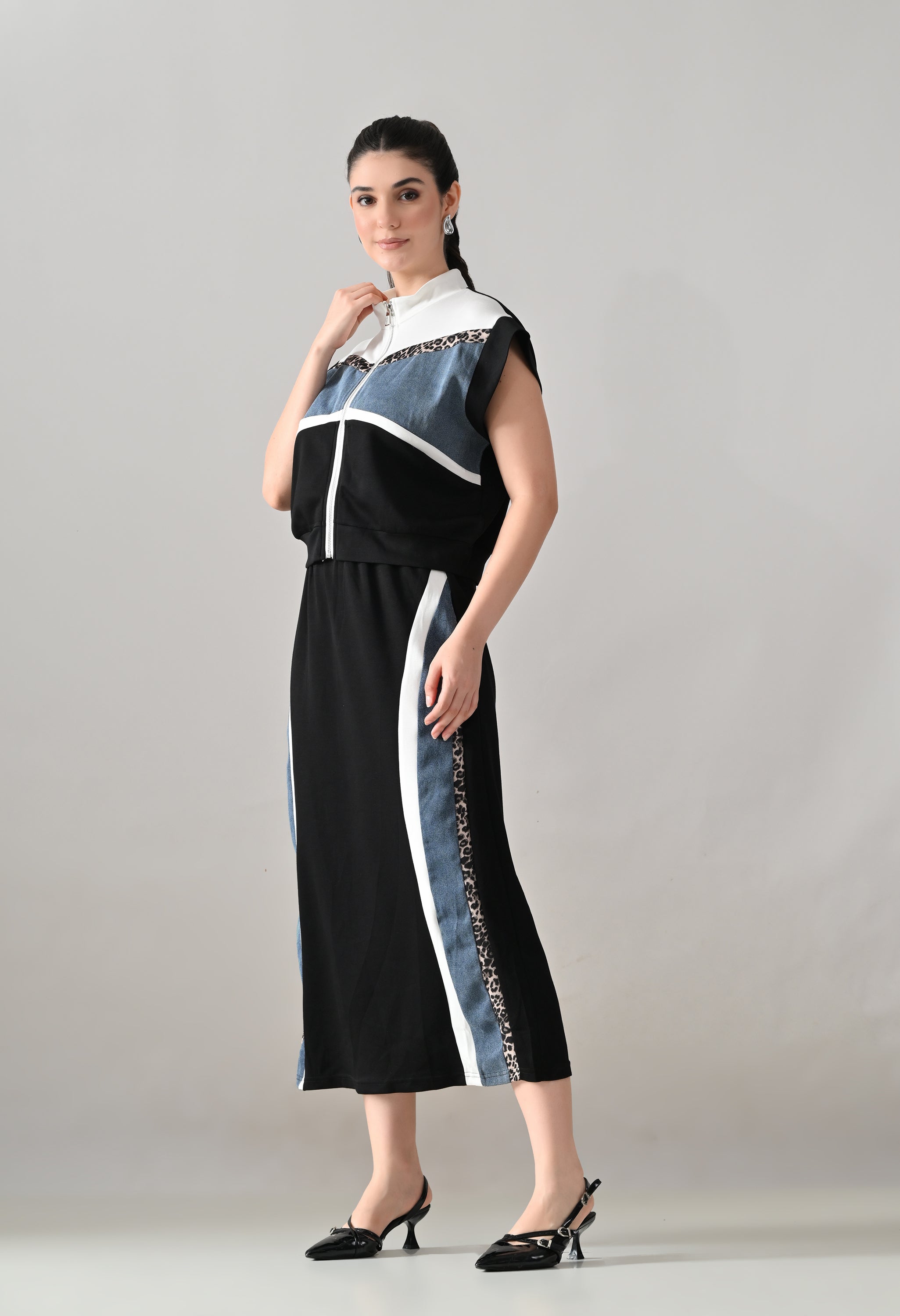 Edgy Denim Two-Piece Set