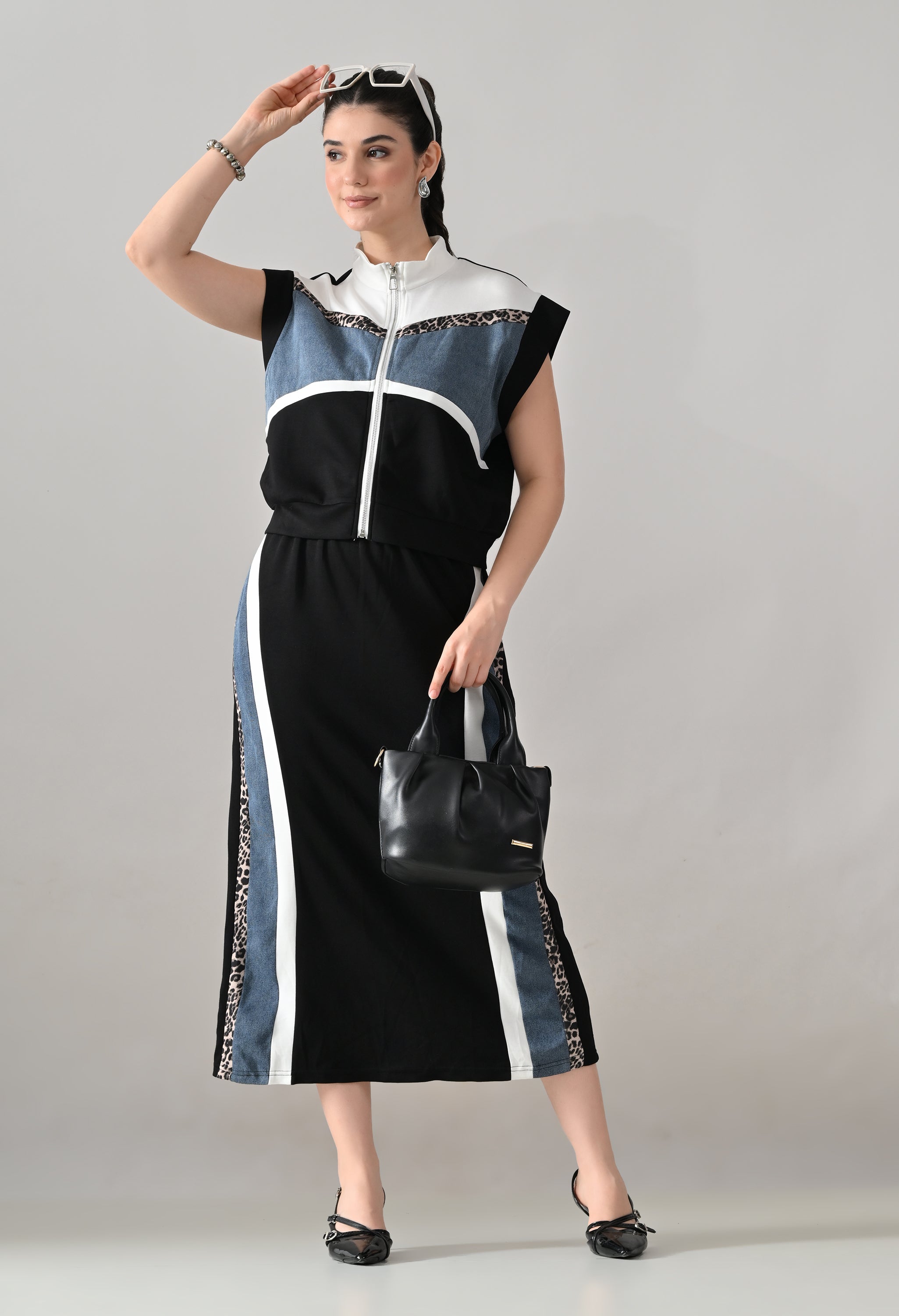 Edgy Denim Two-Piece Set