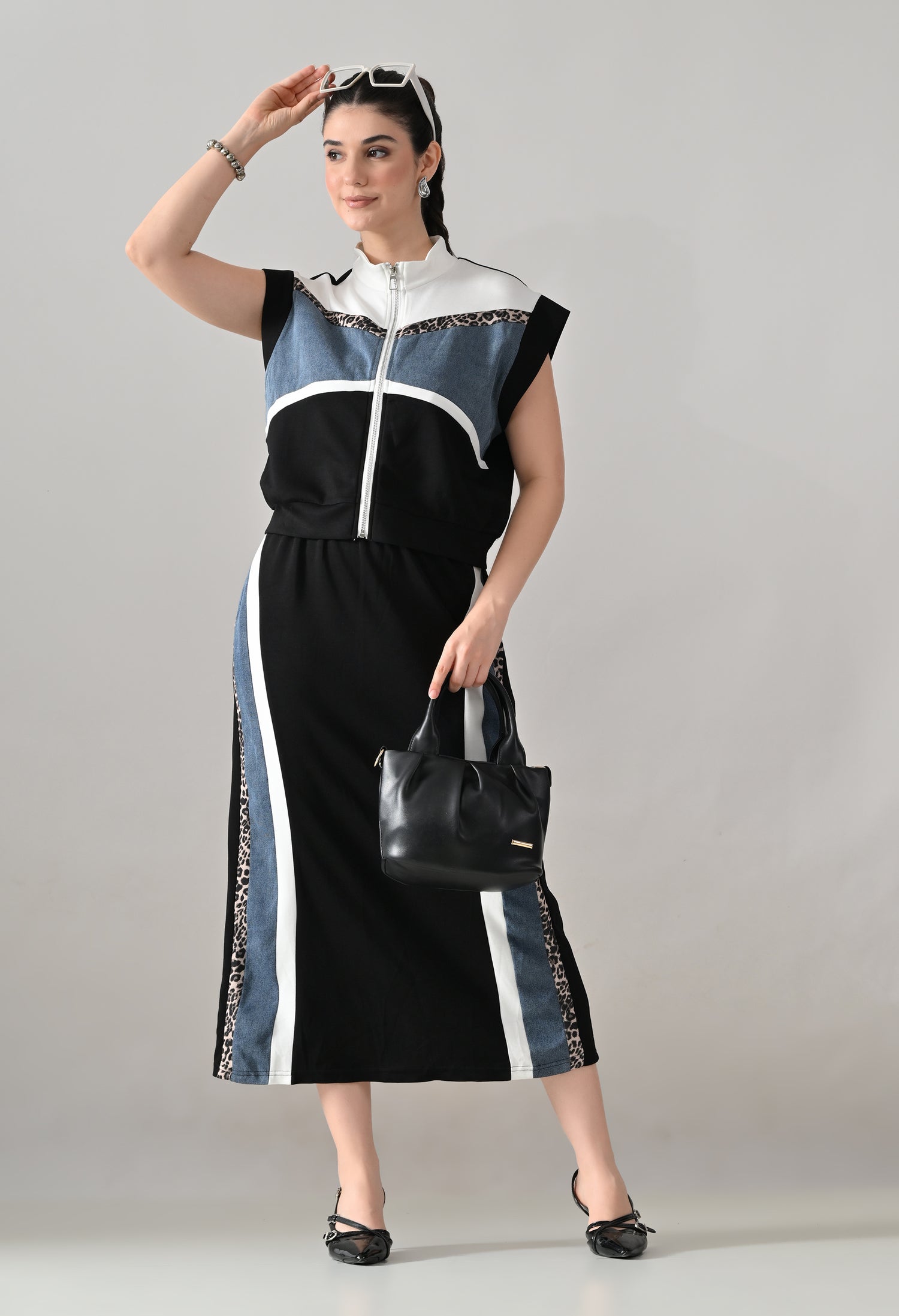 Edgy Denim Two-Piece Set