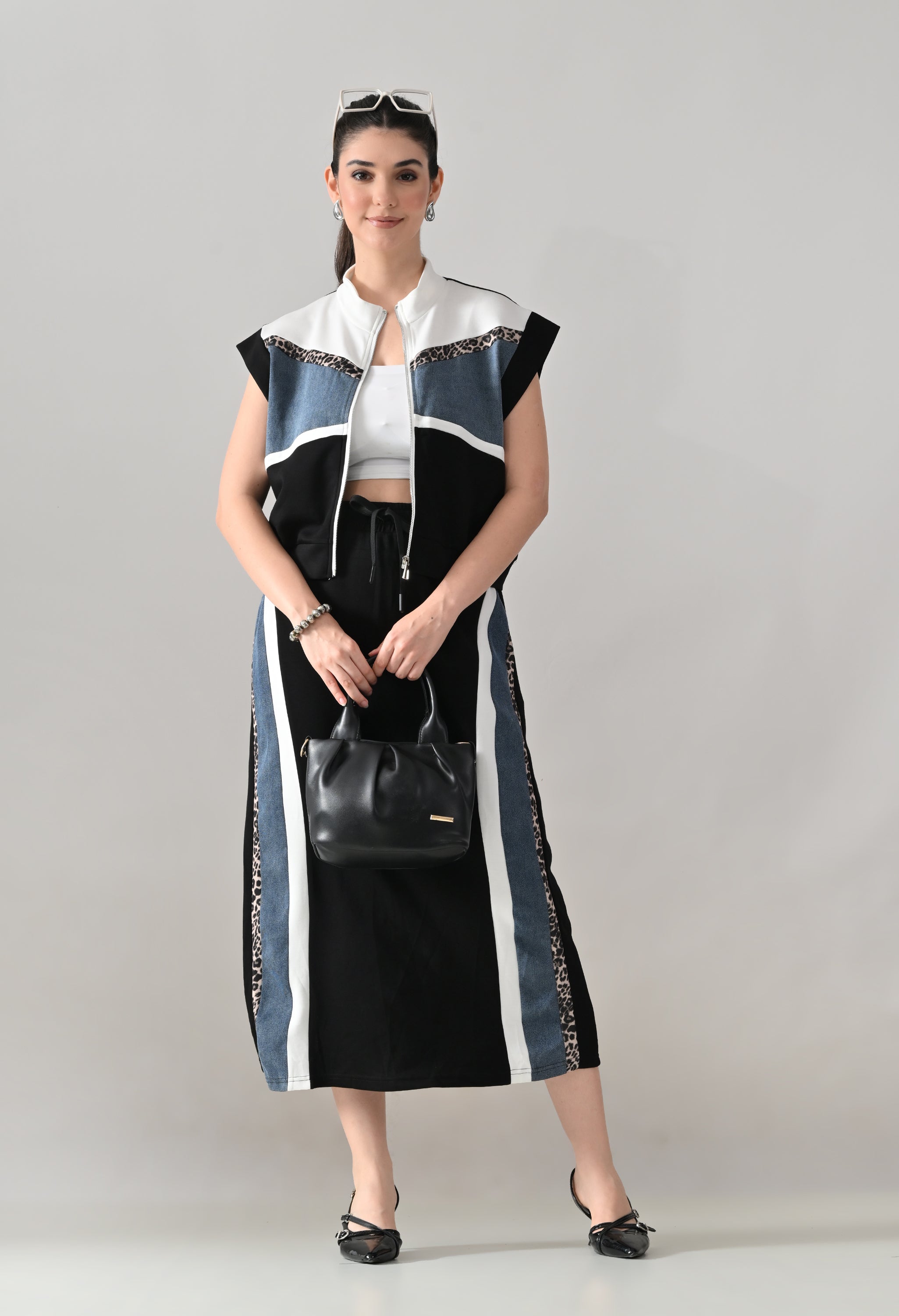 Edgy Denim Two-Piece Set
