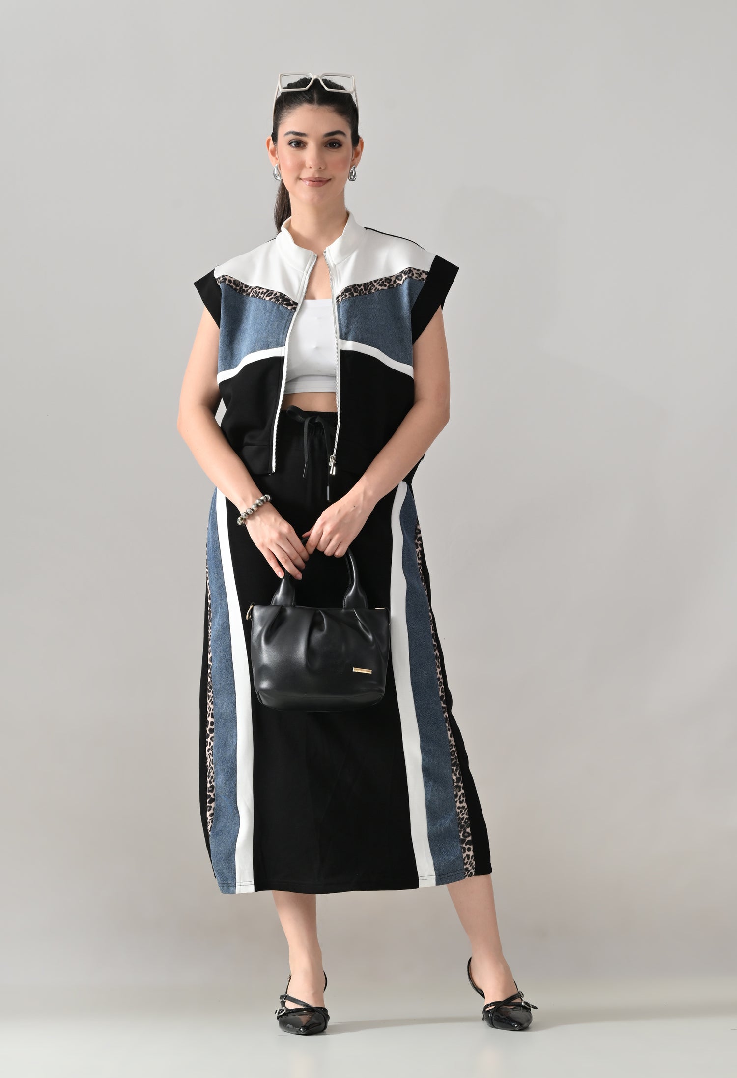 Edgy Denim Two-Piece Set