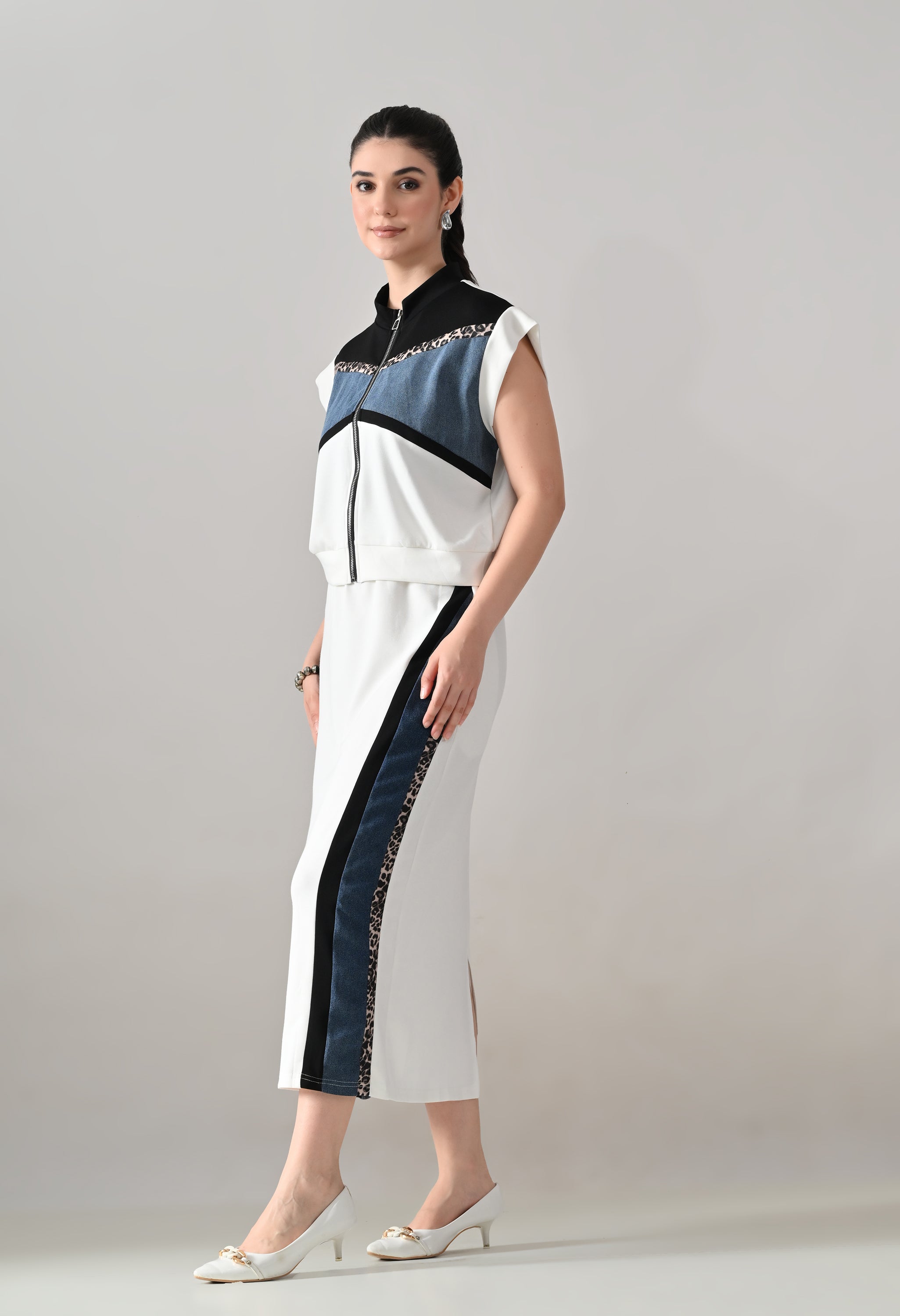 Edgy Denim Two-Piece Set