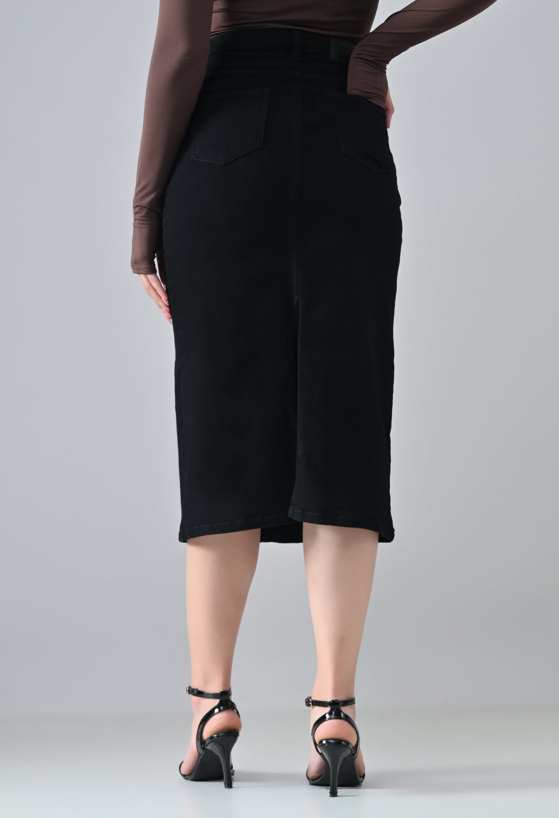 Mid Length Denim Skirt