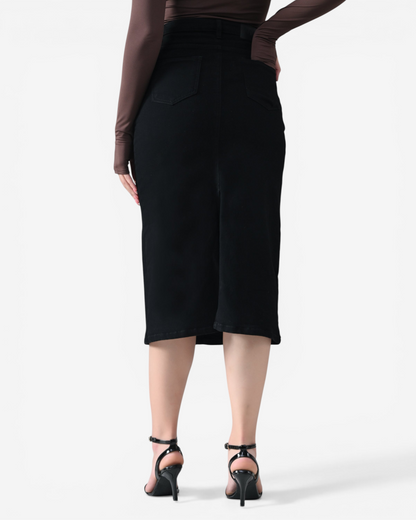 Mid Length Denim Skirt