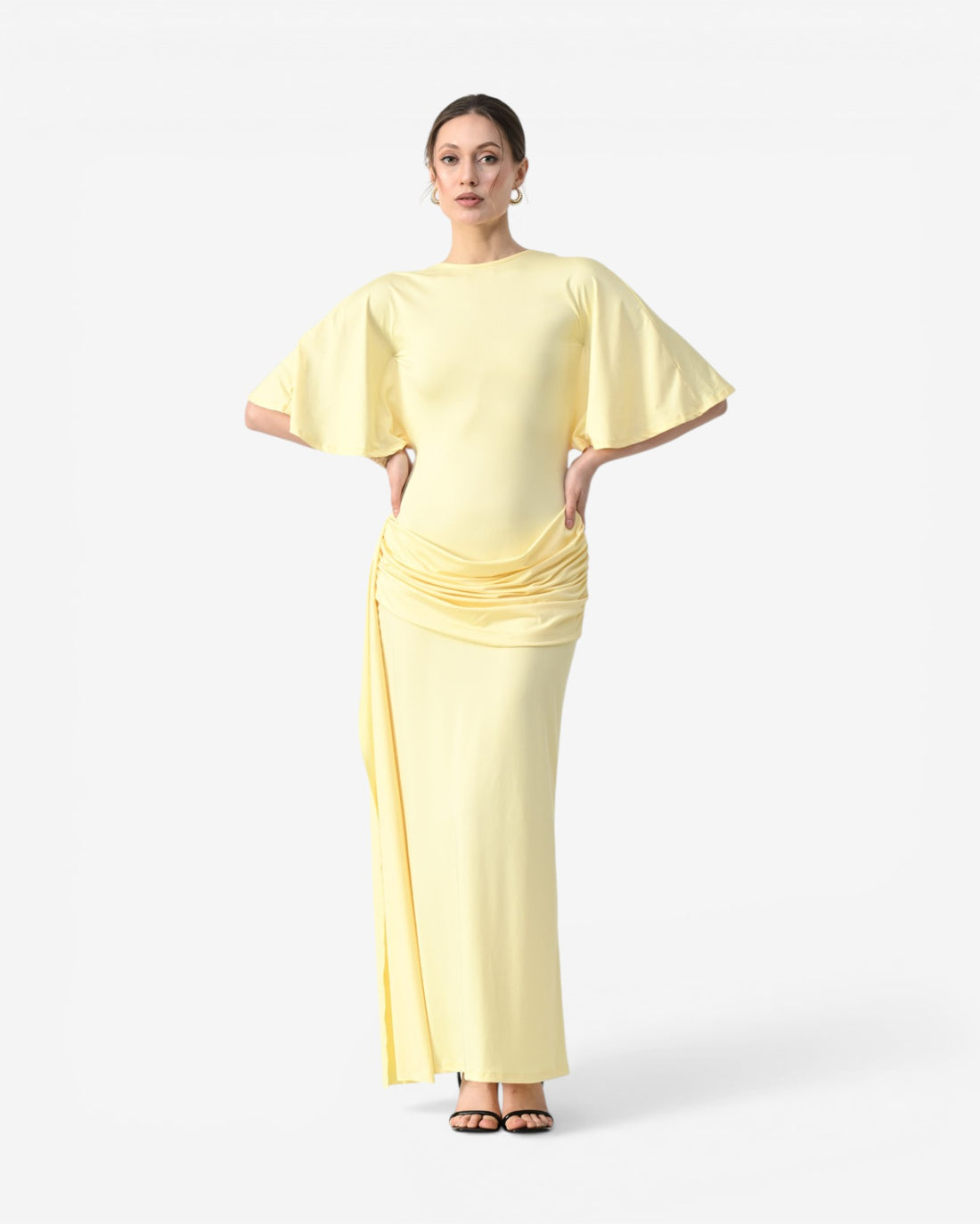 Open-Back Ruched Maxi Dress