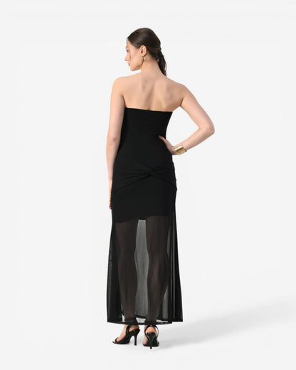 Twist Front Strapless Maxi Dress