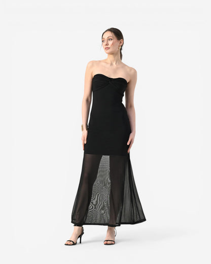 Twist Front Strapless Maxi Dress