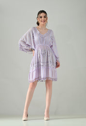 Boho Mirror Embroidery Glow Dress