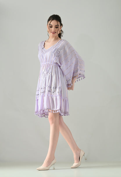 Boho Mirror Embroidery Glow Dress