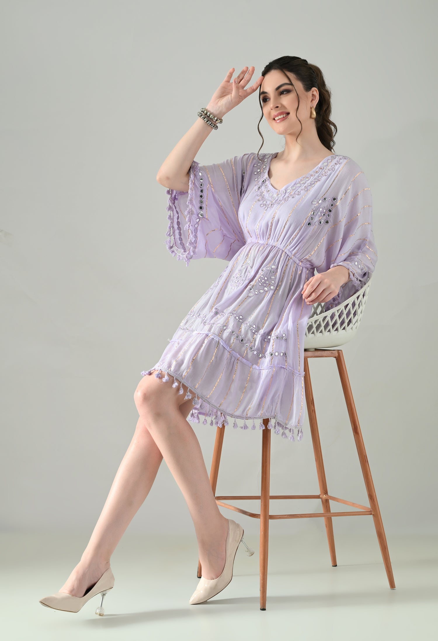Boho Mirror Embroidery Glow Dress