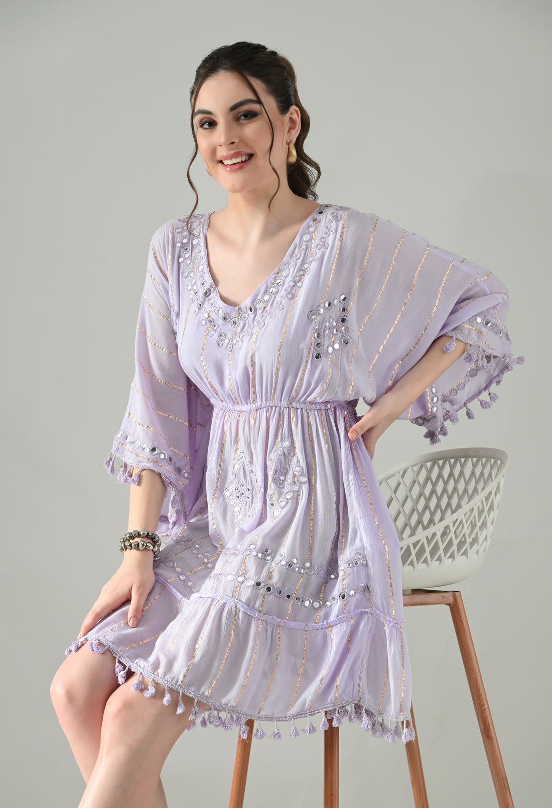 Boho Mirror Embroidery Glow Dress