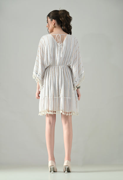 Boho Mirror Embroidery Glow Dress