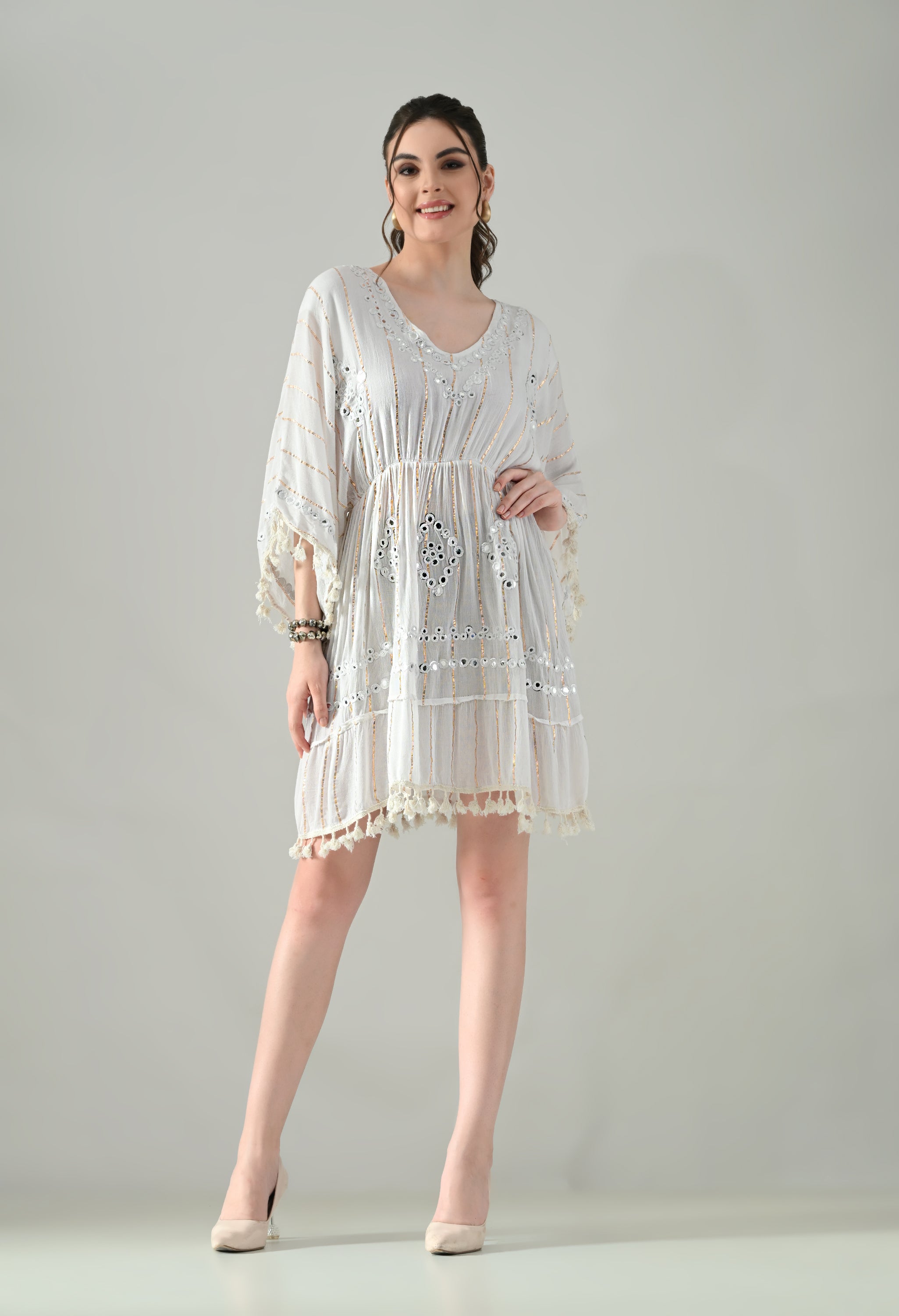 Boho Mirror Embroidery Glow Dress