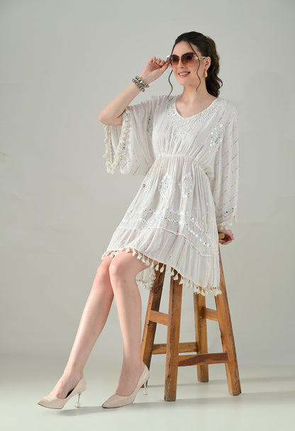 Boho Mirror Embroidery Glow Dress