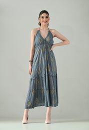 Aurora Foil Print Lurex Dress