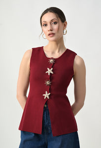 Statement Button Sleeveless Top