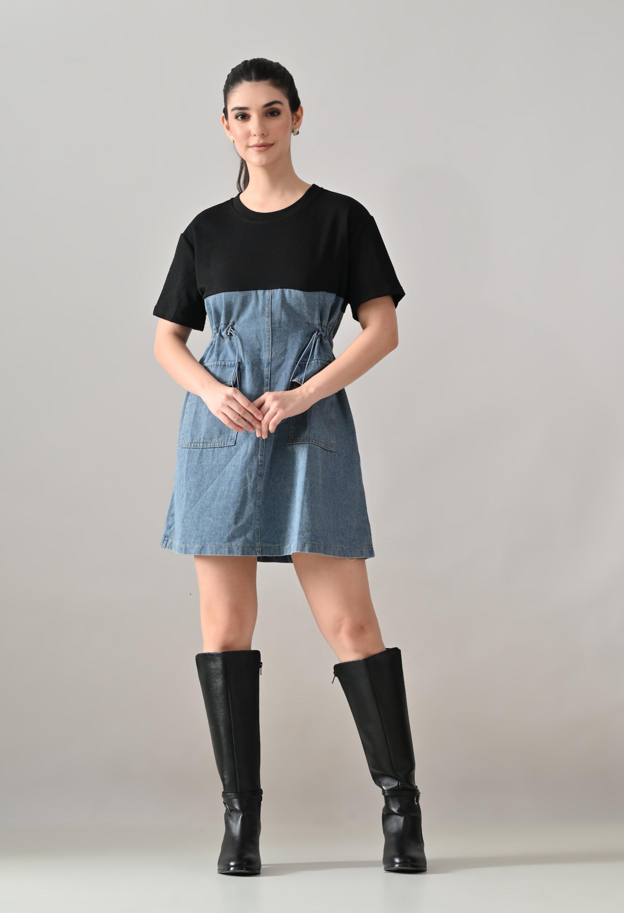 Dual Tone Denim Dress