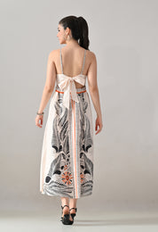 Tropical Bloom Back-Tie Maxi Dress