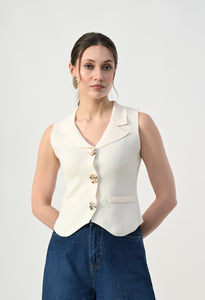 Lapel Neck Sleeveless Top