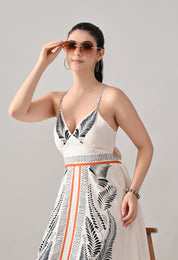 Tropical Bloom Back-Tie Maxi Dress