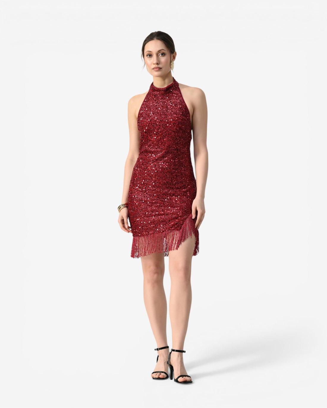 Lurex Halter fringe Dress