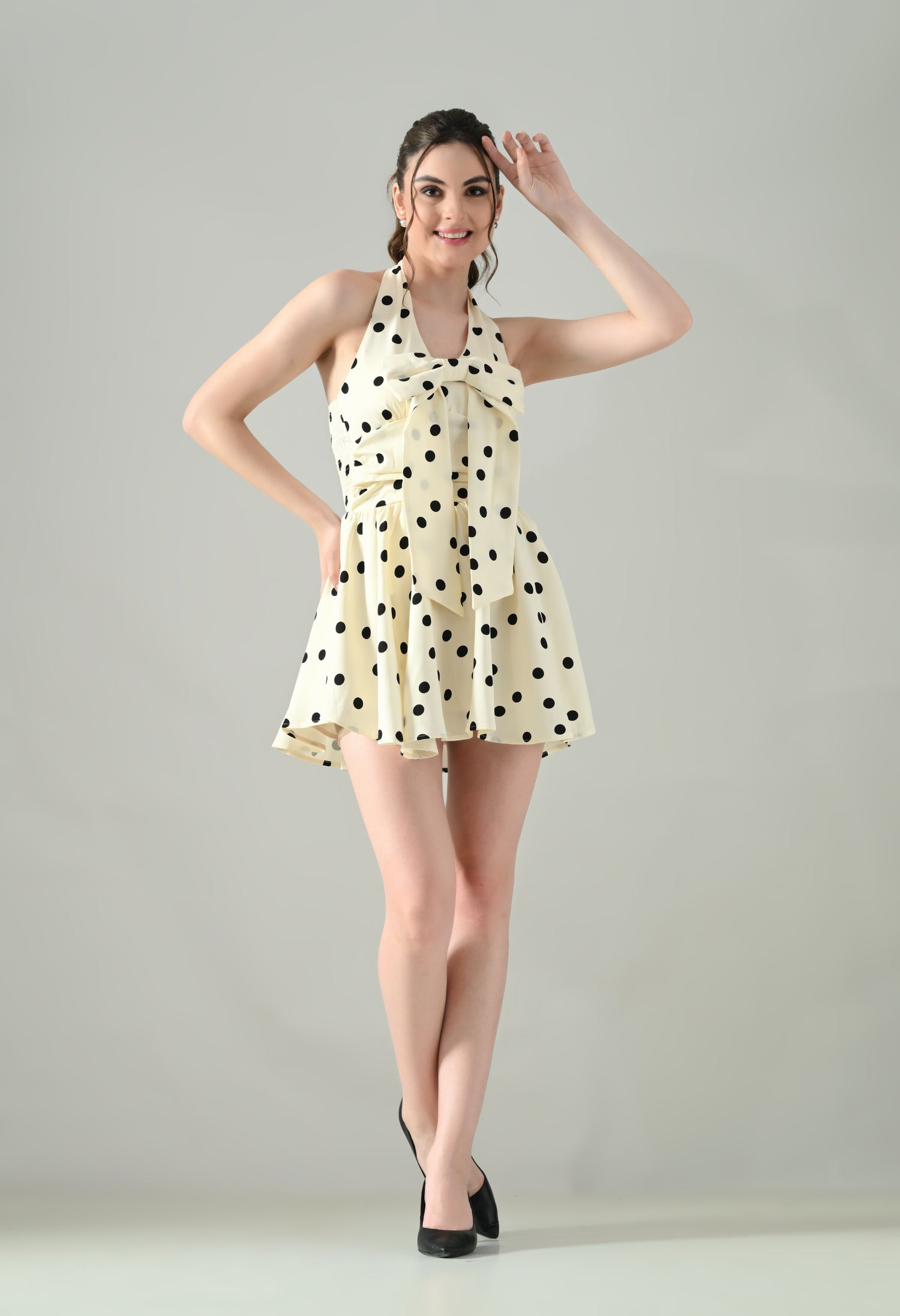 Polka Charm Halter Dress