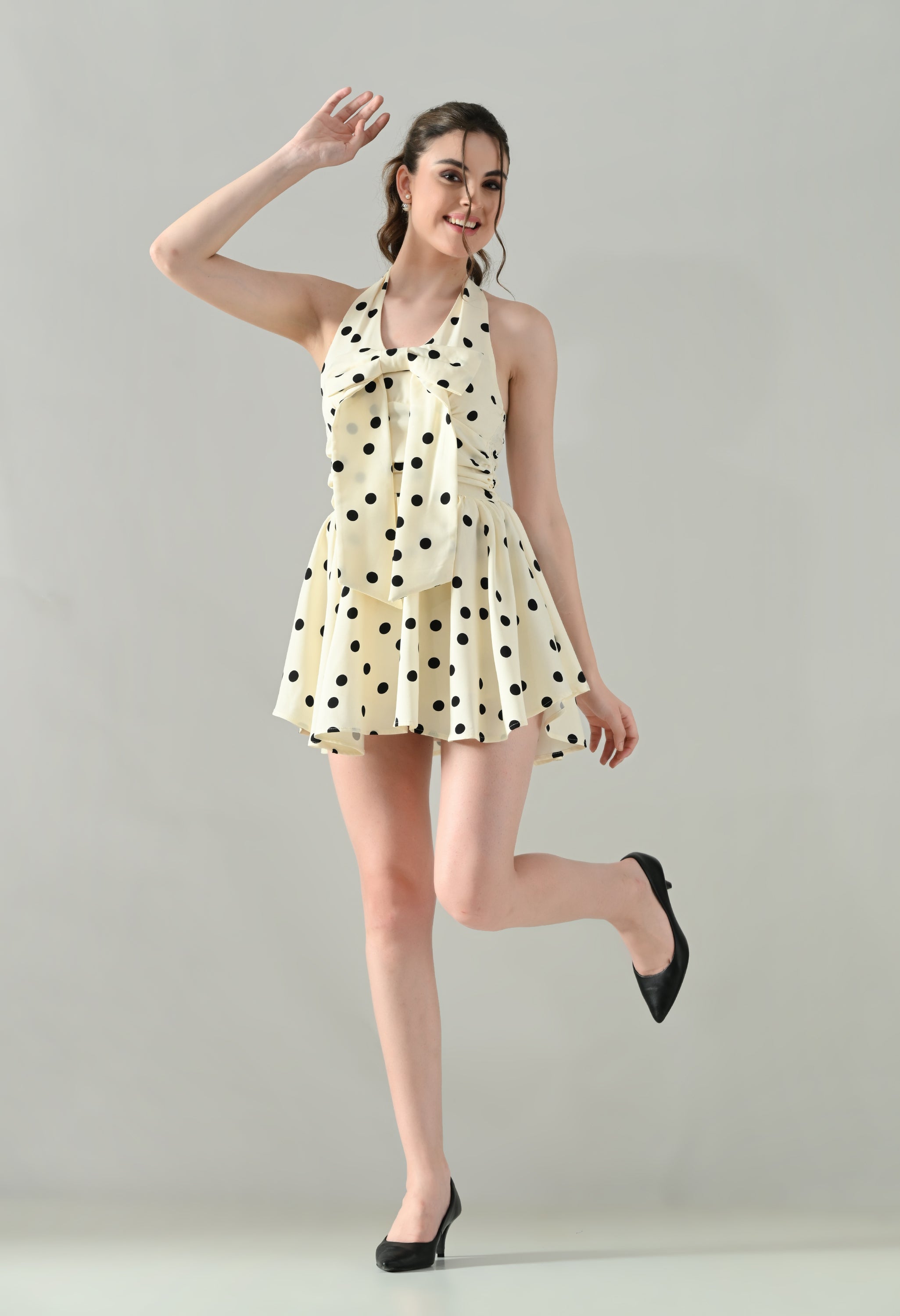 Polka Charm Halter Dress