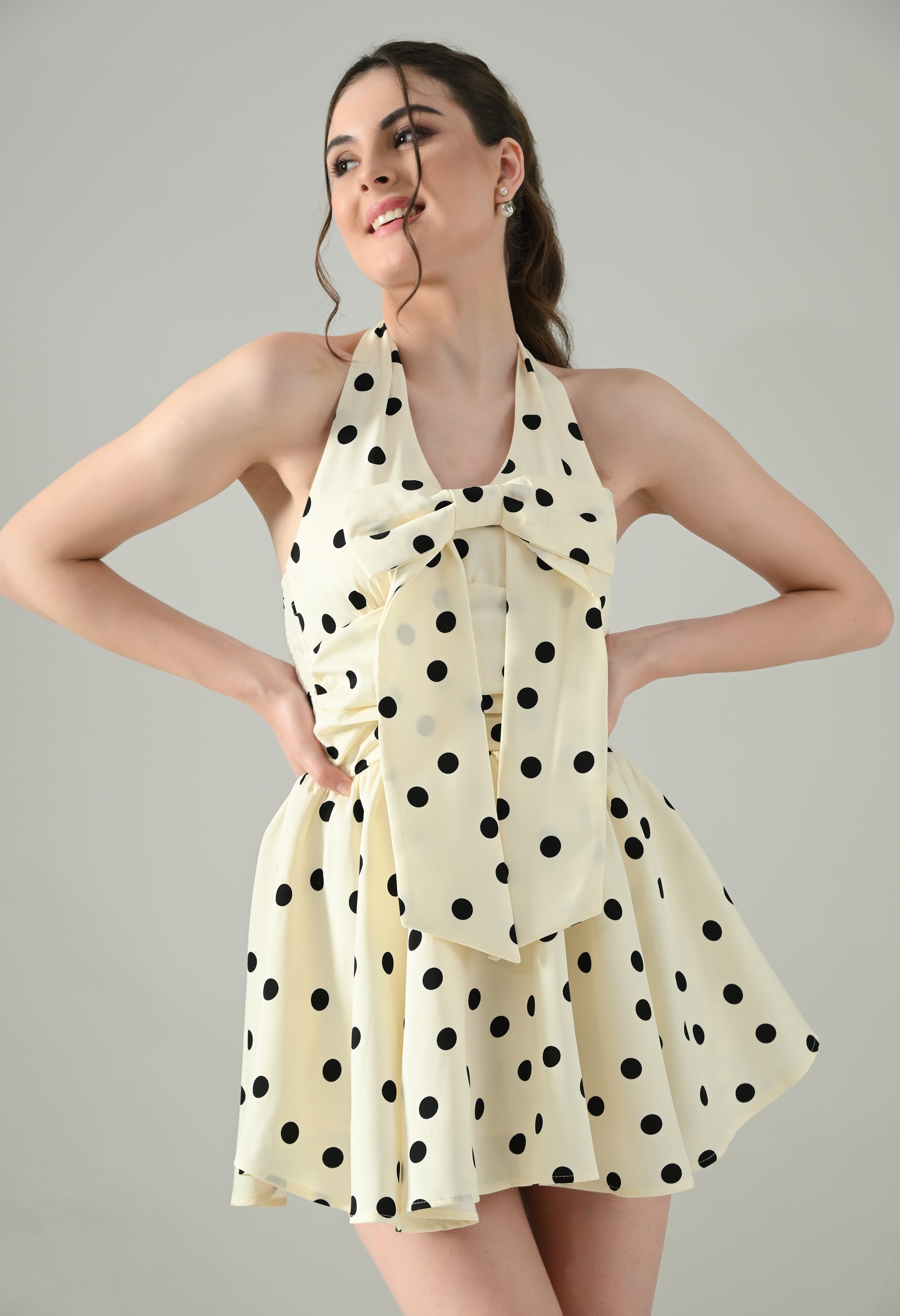 Polka Charm Halter Dress