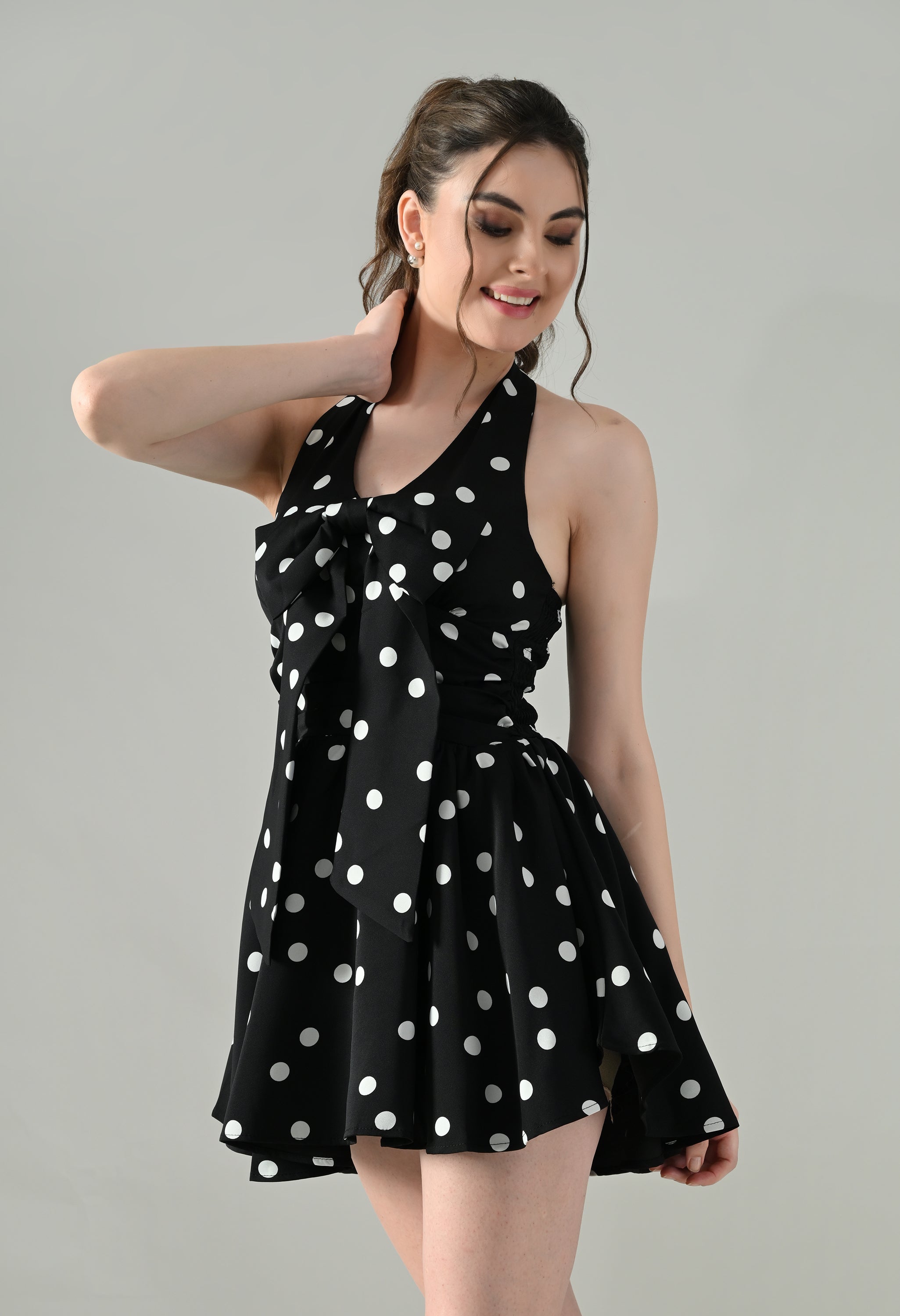 Polka Charm Halter Dress