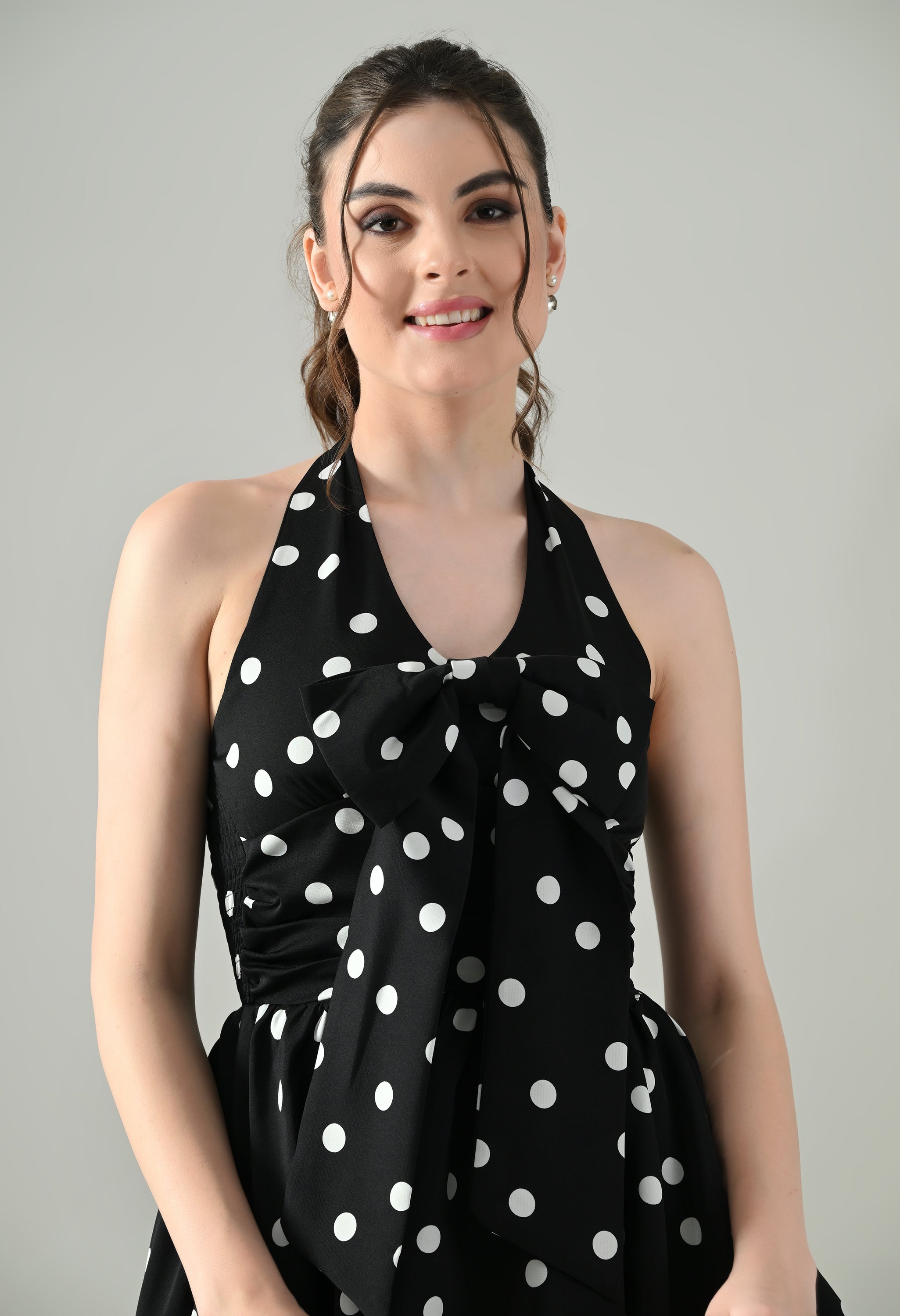 Polka Charm Halter Dress