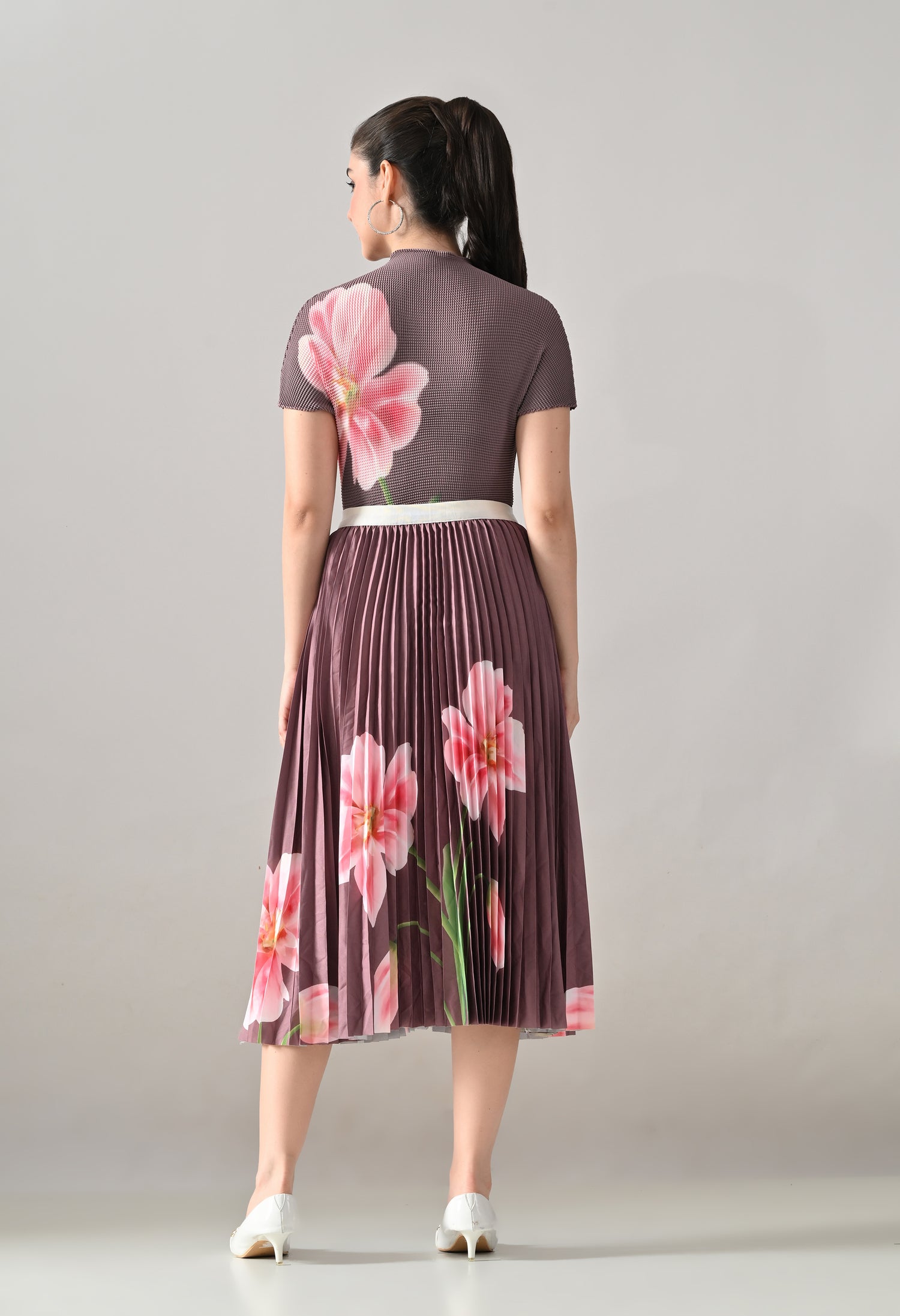 Floral Printed Pleated Two-Piece Set