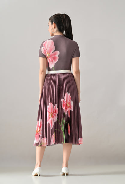 Floral Printed Pleated Two-Piece Set