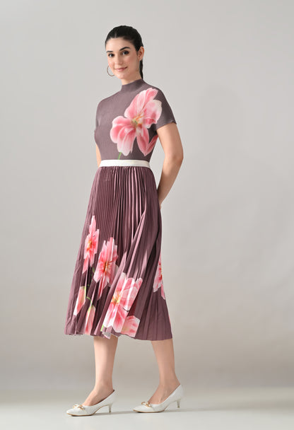 Floral Printed Pleated Two-Piece Set