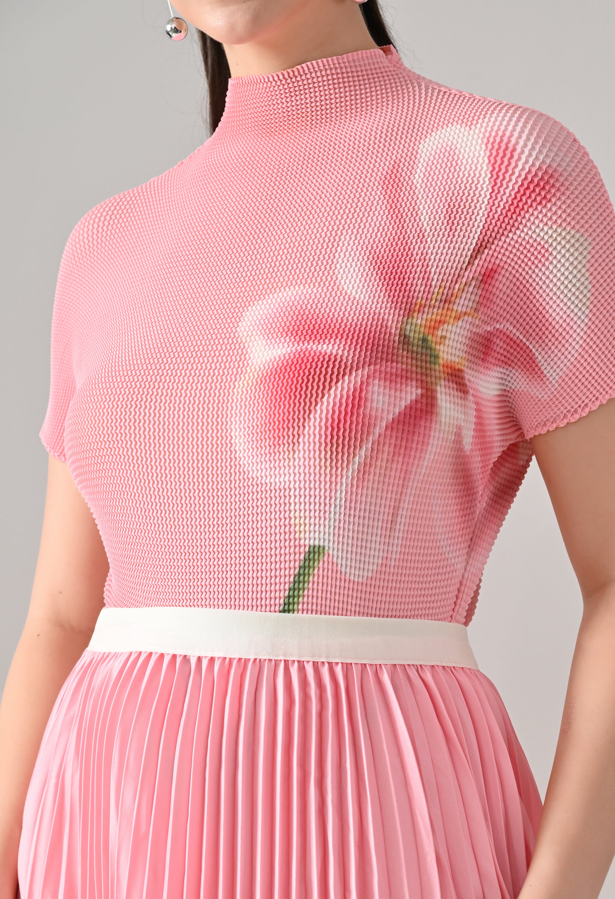 Floral Printed Pleated Two-Piece Set