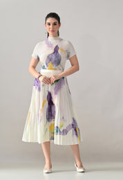 Chromatic Printed Pleated Two Piece Set