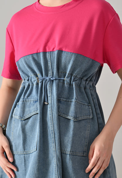 Dual Tone Denim Dress