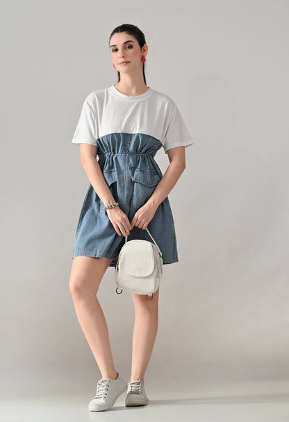 Dual Tone Denim Dress