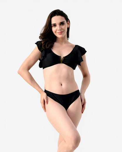 Ruffle Shoulder Bikini Set