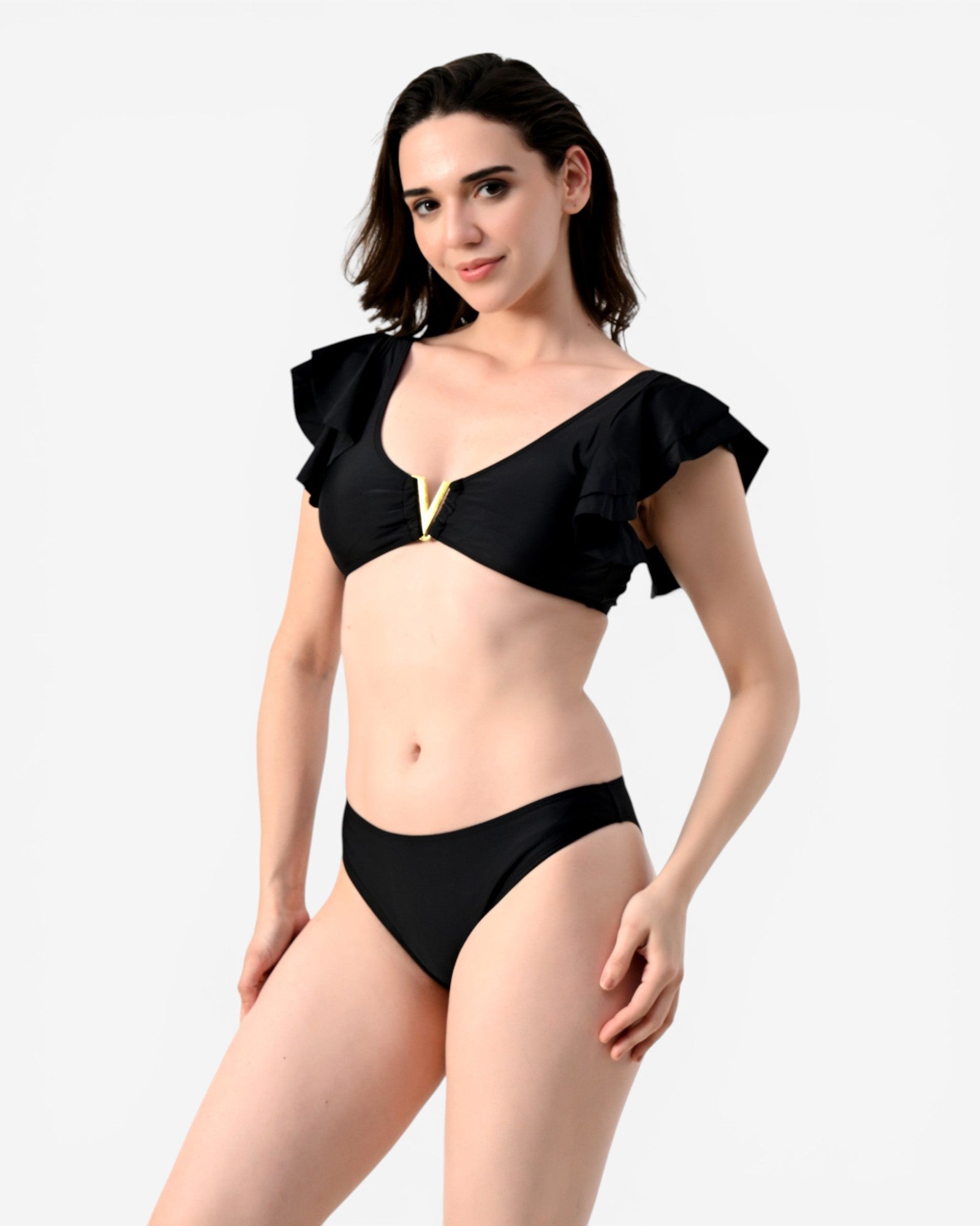 Ruffle Shoulder Bikini Set