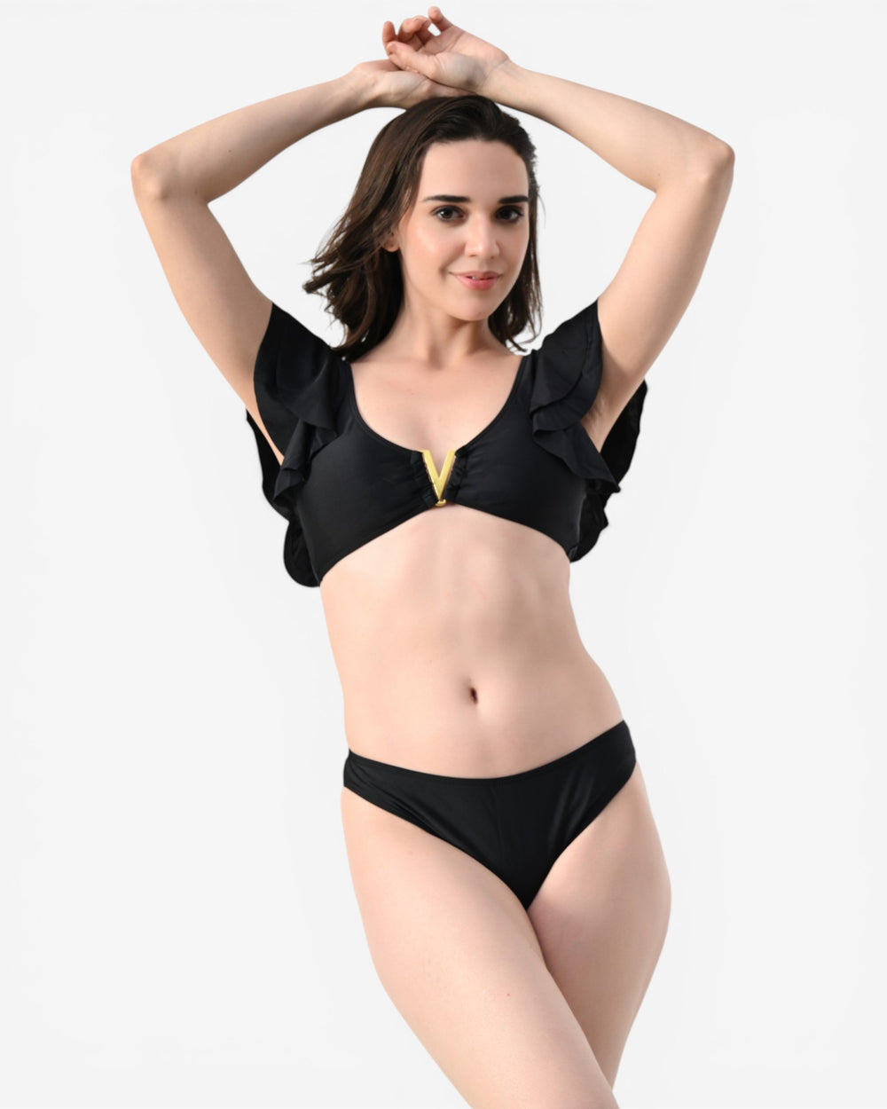 Ruffle Shoulder Bikini Set