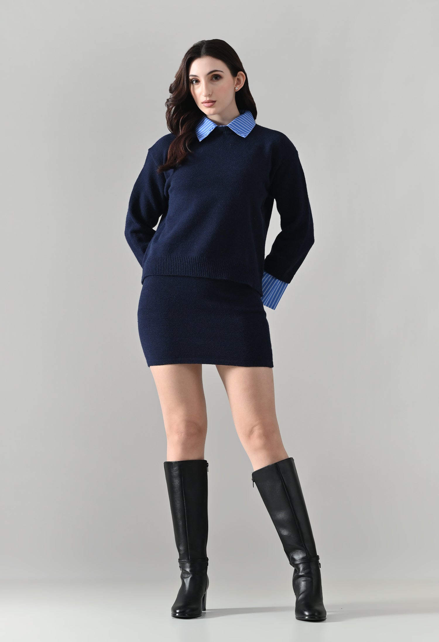 Oxford Collar Knit Set