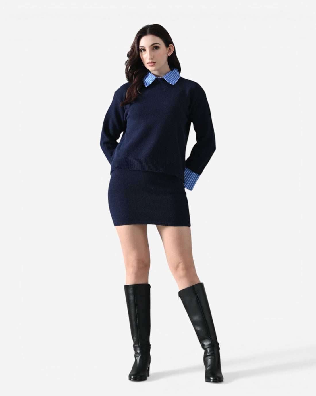 Oxford Collar Knit Set