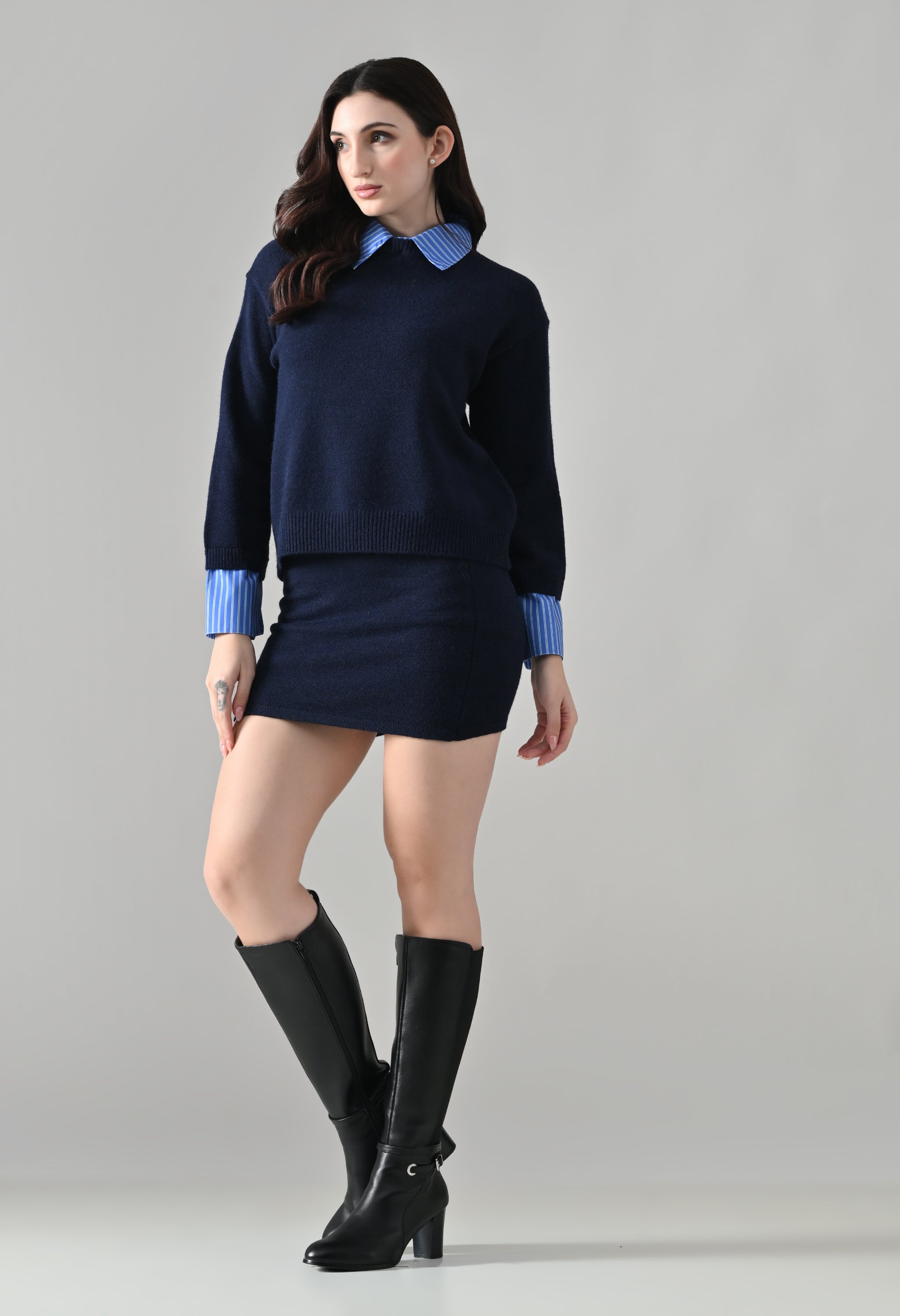 Oxford Collar Knit Set