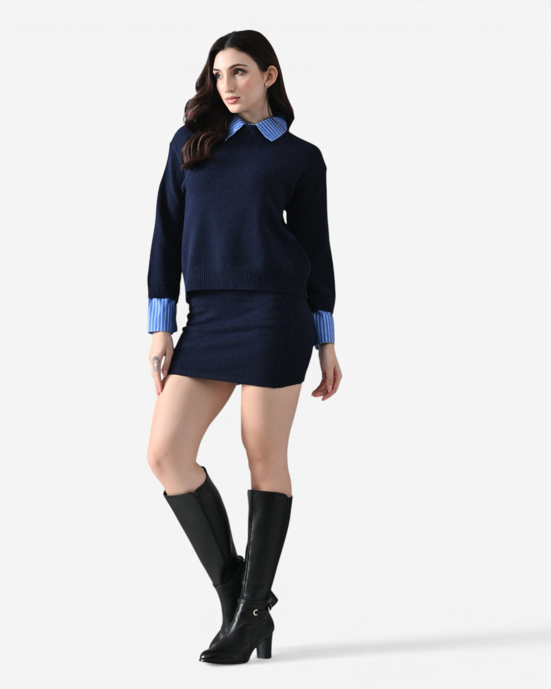 Oxford Collar Knit Set