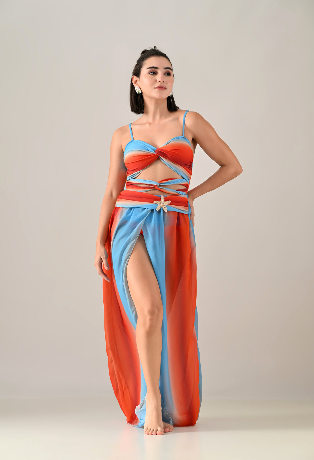 Sunset Splash Monokini With Skirt