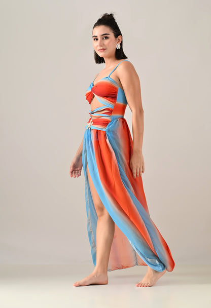 Sunset Splash Monokini With Skirt