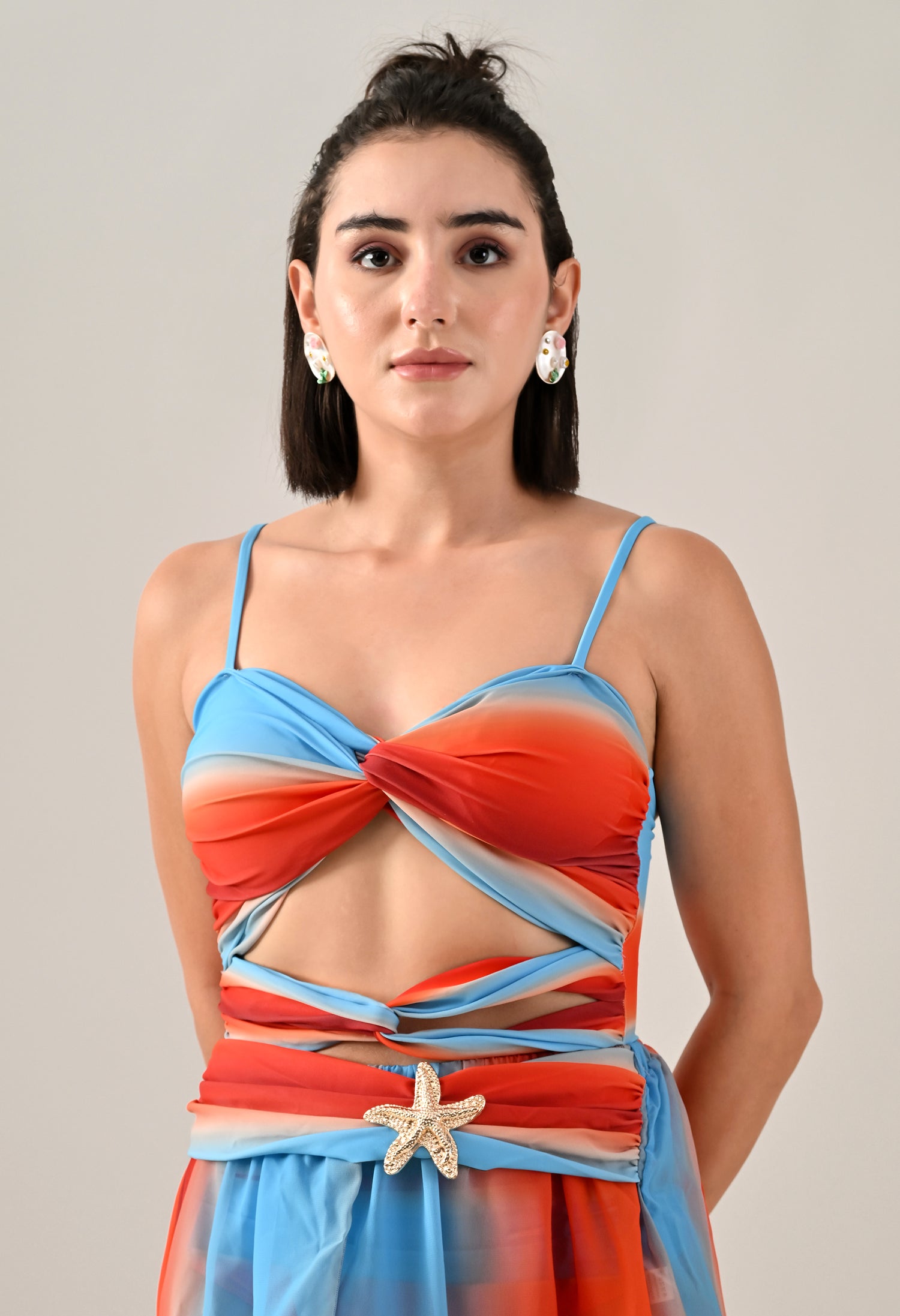 Sunset Splash Monokini With Skirt